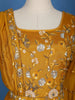 Mustard Yellow Floral Design And Sequins Embroidery Crepe Kurtis - Diadem