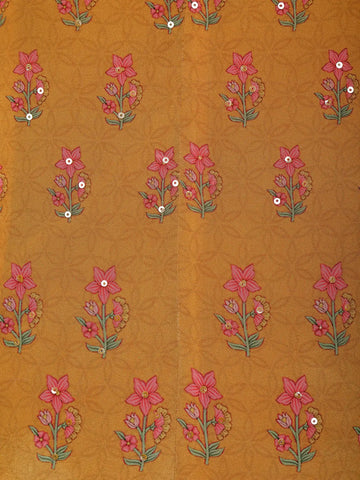 Mustard Yellow Floral Design Cotton Salwar Suit - Diadem