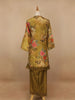 Mustard Yellow Floral Designed Tissue Silk Salwar Suit - Diadem