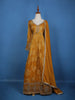 Mustard Yellow Floral Motif Bead And Printed Georgette Gown - Diadem