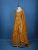 Mustard Yellow Floral Motif Bead And Printed Georgette Gown - Diadem