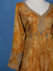 Mustard Yellow Floral Motif Bead And Printed Georgette Gown - Diadem