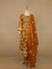 Mustard Yellow Floral Prints Cotton Straight Cut Salwar Suit - Diadem