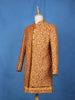 Mustard Yellow Paisley & Floral Multicolor Embroidered Jacquard Sherwani Suit - Diadem