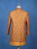 Mustard Yellow Paisley & Floral Multicolor Embroidered Jacquard Sherwani Suit - Diadem