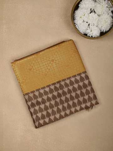 Mustard Yellow Semi Tussar Silk Abstract Designed Saree - Diadem