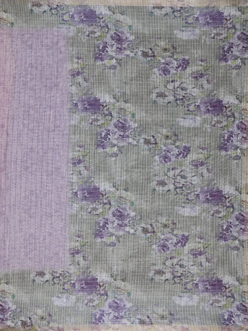 Muted Lavender Striped Design Tussar Silk Saree - Diadem