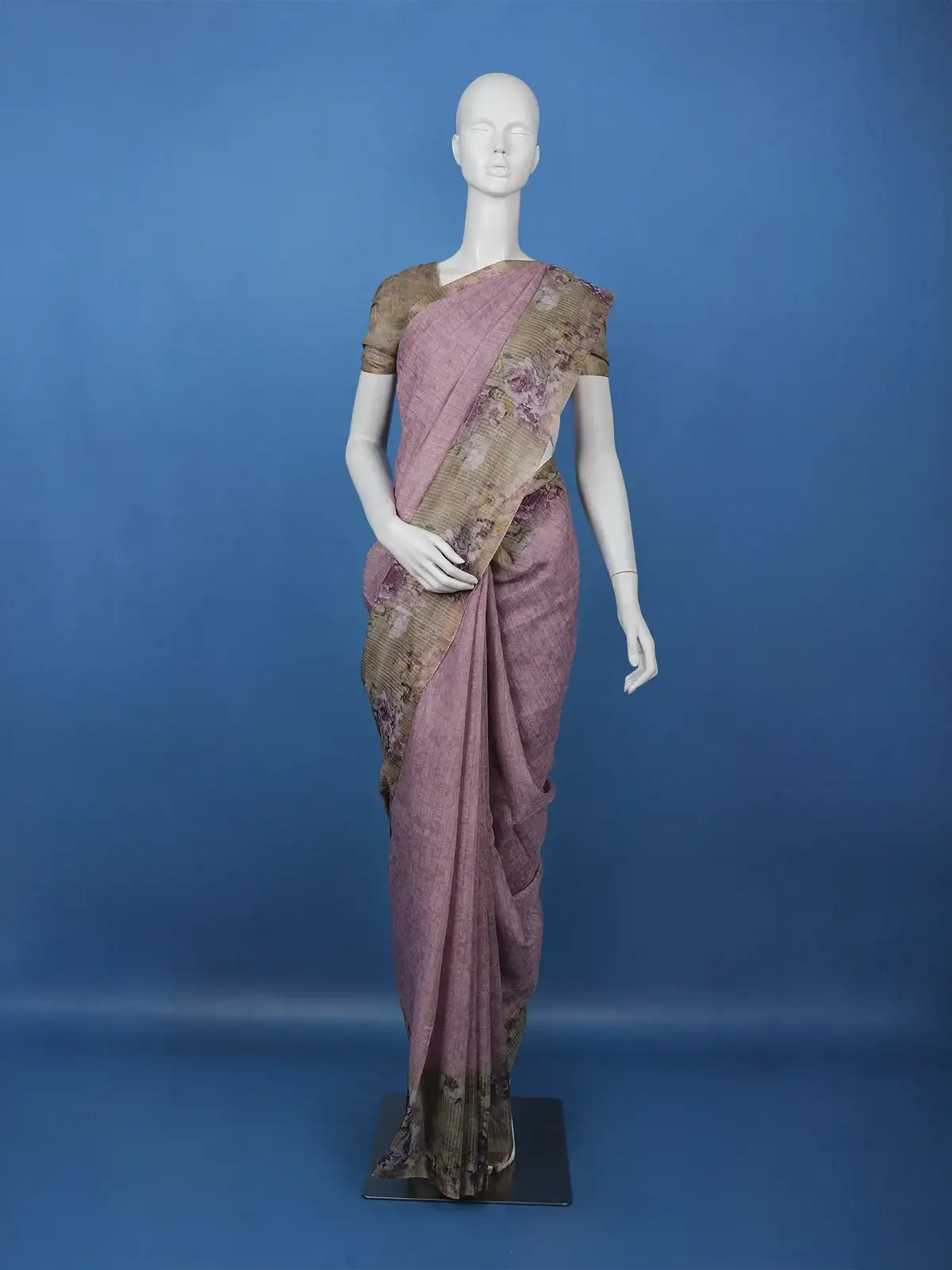 Muted Lavender Striped Design Tussar Silk Saree - Diadem