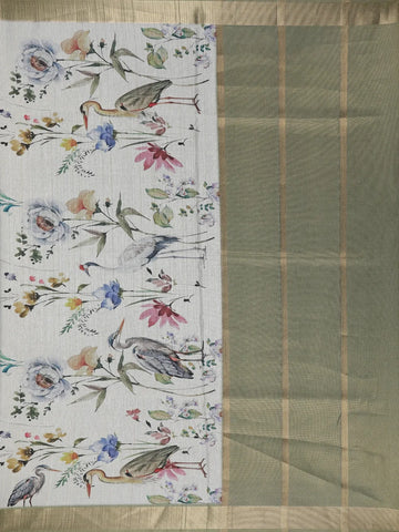 Muted Olive Green Solid Design Tussar Silk Saree - Diadem