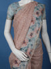 Muted Peach Floral Design Tussar Silk Saree - Diadem