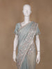 Muted Sage Green Floral Sequin Embroidered Organza Designer Saree - Diadem