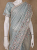 Muted Sage Green Floral Sequin Embroidered Organza Designer Saree - Diadem