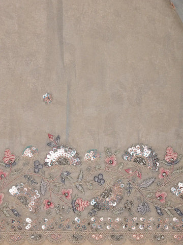 Muted Sage Green Floral Sequin Embroidered Organza Designer Saree - Diadem