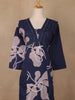 Navy Blue Abstract Printed Cotton Salwar Suit - Diadem