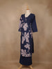 Navy Blue Abstract Printed Cotton Salwar Suit - Diadem