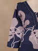 Navy Blue Abstract Printed Cotton Salwar Suit - Diadem