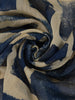 Navy Blue And Beige Abstract Brush Print Chandheri Cotton Saree