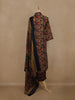 Navy Blue Floral And Paisley Printed Cotton Salwar Suit With Dupatta - Diadem