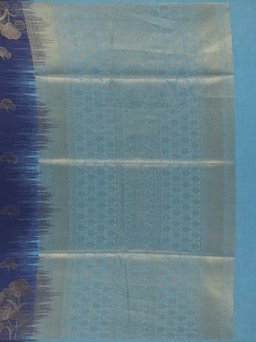 Navy Blue Floral Designed Semi Tussar Saree - Diadem