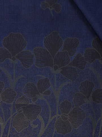 Navy Blue Floral Designed Semi Tussar Saree - Diadem