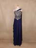 Navy Blue Floral Design Georgette Gown - Diadem