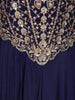 Navy Blue Floral Design Georgette Gown - Diadem