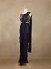 Navy Blue Floral Design Georgette Ready To Wear Saree with Designer Blouse - Diadem