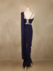 Navy Blue Floral Design Georgette Ready To Wear Saree with Designer Blouse - Diadem