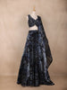 Navy Blue Floral Design Organza Lehenga - Diadem