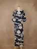 Navy Blue Floral Design Printed Satin Salwar Suit - Diadem