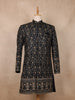 Navy Blue  Floral Designed Velvet Sherwani Suit