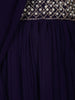 Navy Blue Floral Embroidered Design Chiffon Lehenga