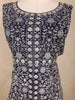 Navy Blue Floral Embroidered Georgette Peplum Palazzo Suit with Dupatta