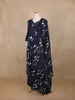 Navy Blue Floral Printed Cotton Salwar Suit - Diadem