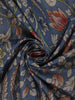 Navy Blue Floral Printed Design Semi Tussar Saree with Maroon Border