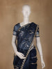 Navy Blue Floral Sequins Designed Net Saree - Diadem