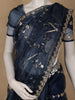 Navy Blue Floral Sequins Designed Net Saree - Diadem