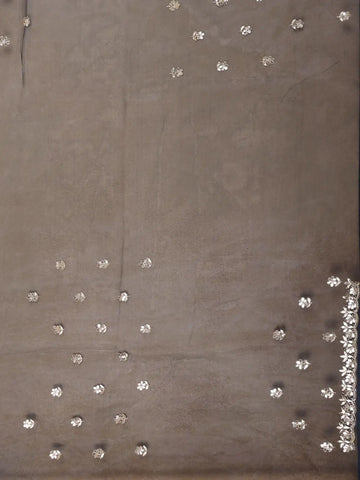 Navy Blue Floral Sequins Designed Net Saree - Diadem