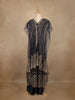 Navy Blue Floral Sequins Embroidered Net Gown - Diadem