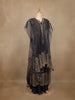 Navy Blue Floral Sequins Embroidered Net Gown - Diadem