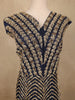 Navy Blue Floral Sequins Embroidered Net Gown - Diadem