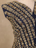 Navy Blue Floral Sequins Embroidered Net Gown - Diadem