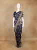 Navy Blue Floral Woven Design Banarasi Silk Saree - Diadem