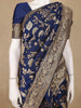 Navy Blue Floral Woven Design Banarasi Silk Saree - Diadem