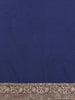 Navy Blue Floral Woven Design Banarasi Silk Saree - Diadem