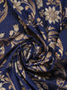 Navy Blue Floral Woven Design Banarasi Silk Saree - Diadem