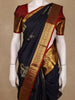 Navy Blue Floral Woven Design Pure Kanchipuram Silk Saree