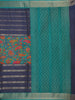 Navy Blue Floral and Stripes Design Mul Mul Cotton Saree