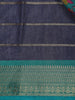 Navy Blue Floral and Stripes Design Mul Mul Cotton Saree