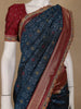 Navy Blue Geometric Diamond Designed Soft Silk Saree - Diadem